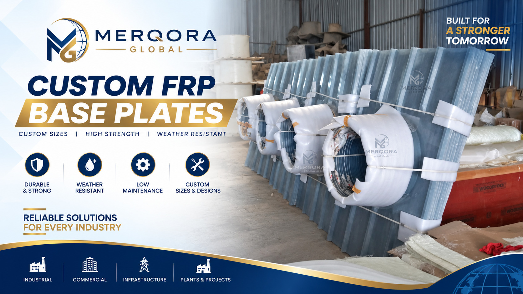 Custom FRP Base Plates - Heavy-duty FRP base plates tailored for critical load distribution and structural mounting.