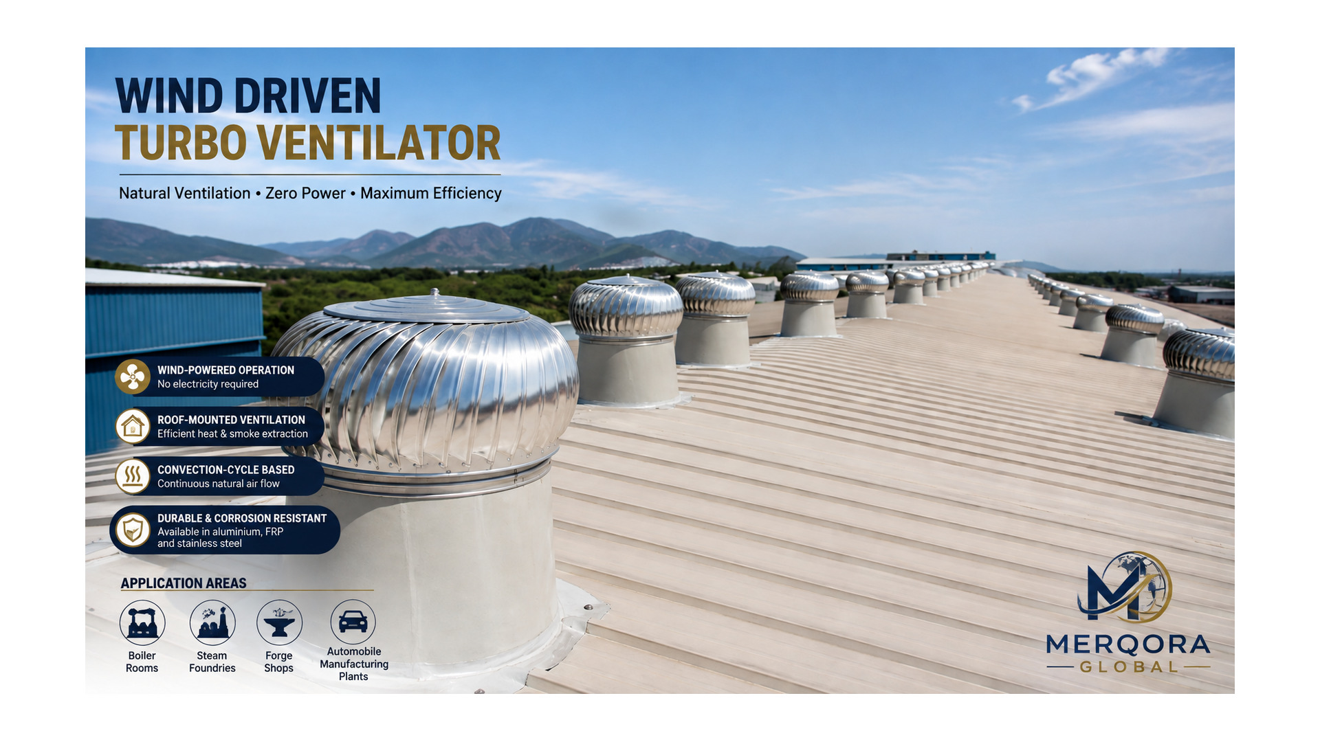 Wind Driven Turbo Ventilators - High performance wind driven turbo ventilators engineered for industrial applications.